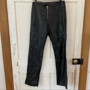 Hugo Buscati Leather straight leg zip front pant 4